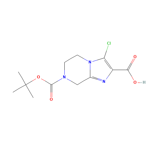 7-(TERT-BUTOXYCARBONYL)-3-CHLORO-5,6,7,8-TETRAHYDROIMIDAZO[1,2-A]PYRAZINE-2-CARBOXYLIC ACID (CAS: 903130-30-3) - Chemical Structure and Molecular Formula 