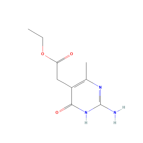 Ethyl (2-amino-4-hydroxy-6-methyl-5-pyrimidinyl)acetate (CAS: 499209-19-7) - Chemical Structure and Molecular Formula 