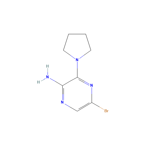 2-AMINO-5-BROMO-3-PYRROLIDIN-1-YLPYRAZINE (CAS: 893611-72-8) - Chemical Structure and Molecular Formula 