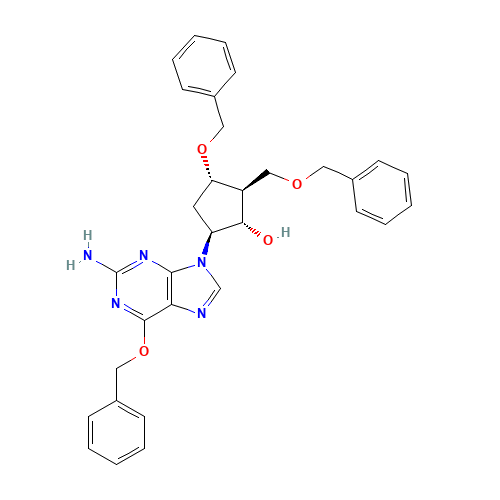(1S,2S,3S,5S)-5-(2-Amino-6-(benzyloxy)-9H-purin-9-yl)-3-(benzyloxy)-2-(benzyloxymethyl)cyclopentanol (CAS: 142217-77-4) - Related Chemical Product