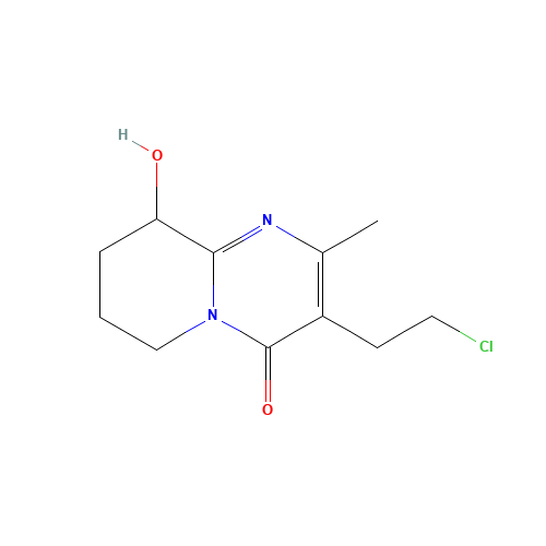3-(2-Chloroethyl)-6,7,8,9-tetrahydro-9-hydroxy-2-methyl-4H-pyrido[1,2-a]pyrimidin-4-one (CAS: 130049-82-0) - Chemical Structure and Molecular Formula 
