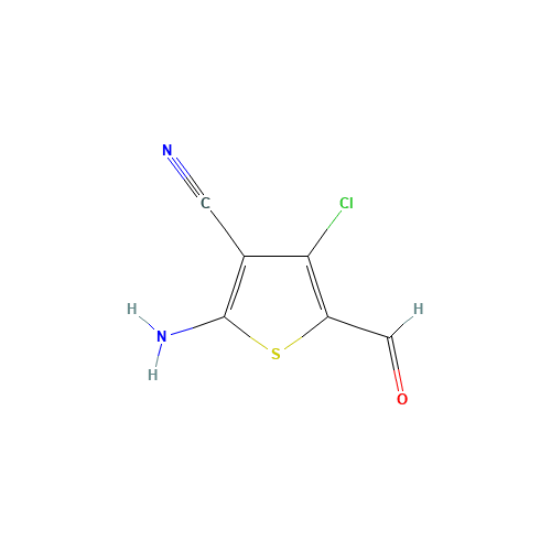 2-AMINO-3-CYANO-4-CHLORO-5-FORMYLTHIOPHENE (CAS: 104366-23-6) - Chemical Structure and Molecular Formula 