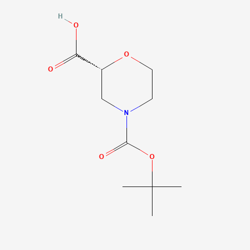 (R)-4-(tert-Butoxycarbonyl)morpholine-2-carboxylic acid (CAS: 884512-77-0) - Chemical Structure and Molecular Formula 