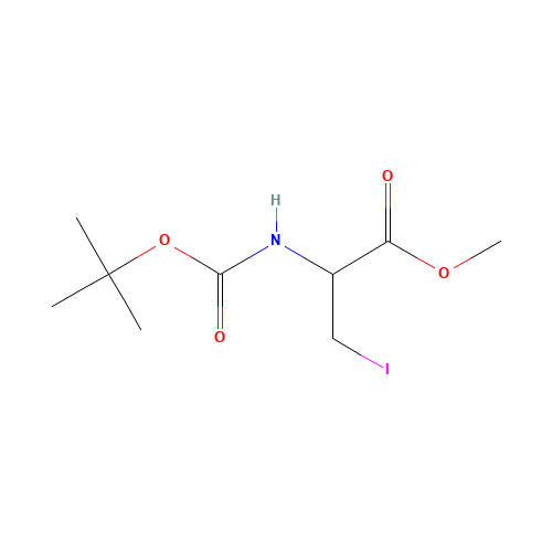 (R)-METHYL 2-(TERT-BUTOXYCARBONYLAMINO)-3-IODOPROPANOATE (CAS: 889670-02-4) - Chemical Structure and Molecular Formula 