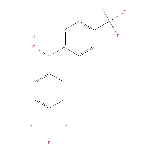 4,4'-BIS(TRIFLUOROMETHYL)BENZHYDROL (CAS: 22543-52-8) - Chemical Structure and Molecular Formula 
