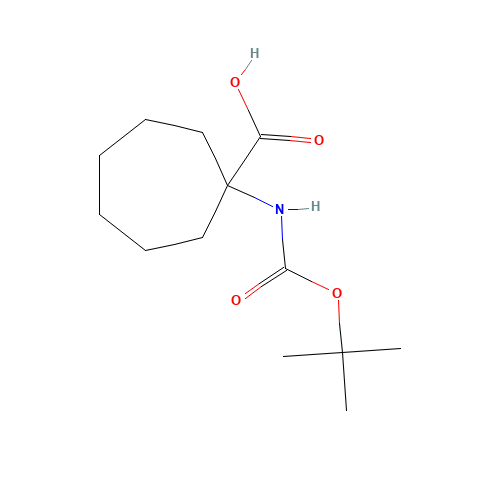 1-tert-Butoxycarbonylamino-cycloheptanecarboxylic acid (CAS: 199330-56-8) - Chemical Structure and Molecular Formula 