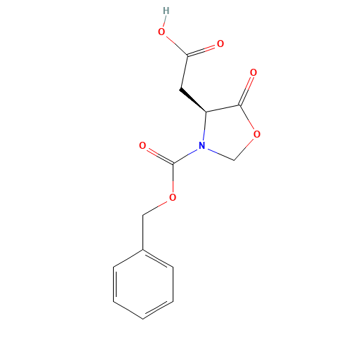 (S)-(+)-3-(BENZYLOXYCARBONYL)-5-OXO-4-OXAZOLIDINEACETIC ACID (CAS: 23632-66-8) - Chemical Structure and Molecular Formula 