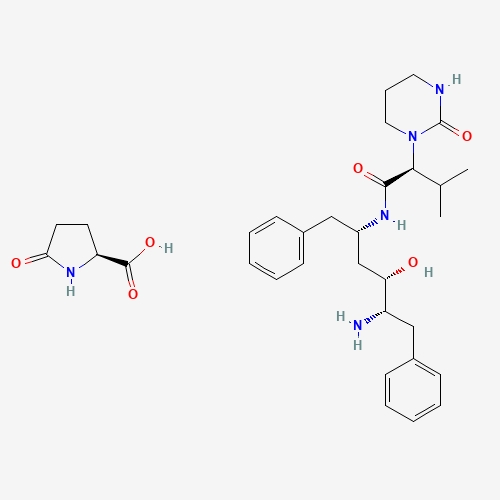 N-(4-Amino-1-benzyl-3-hydroxy-5-phenyl-pentyl)-3-methyl-2-(2-oxo-tetrahydro-pyrimidin-1-yl)-butyramide 5-oxopyrrolidine-2-carboxylic acid (CAS: 192726-06-0) - Related Chemical Product