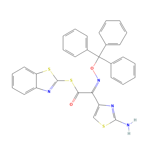 (Benzothiazol-2-yl)-(Z)-2-trityloxyimino-2-(2-aminothiazole-4-yl)-thioacetate (CAS: 143183-03-3) - Related Chemical Product
