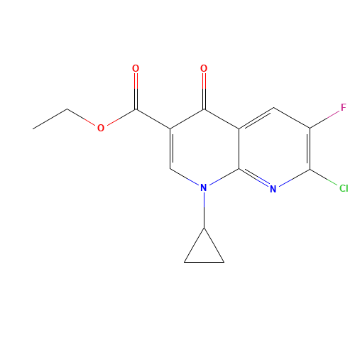 Ethyl 1-Cyclopropyl-7-chloro-6-fluoro-1,4-dihydro-4-oxo-1,8-naphthylridine carboxylate (CAS: 96568-07-9) - Related Chemical Product