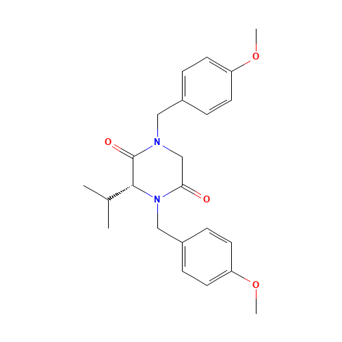 (R)-N,N'-Bis(p-methoxybenzyl)-3-isopropyl-piperazine-2,5-dione (CAS: 205517-34-6) - Chemical Structure and Molecular Formula 