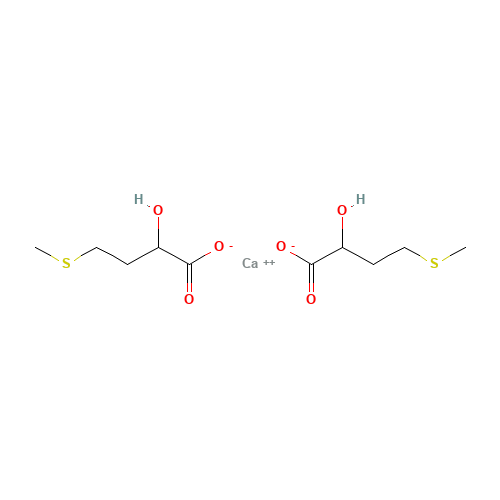 Calcium bis(2-hydroxy-4-(methylthio)butyrate) (CAS: 4857-44-7) - Chemical Structure and Molecular Formula 