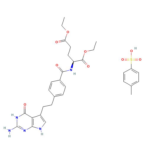 N-[4-[2-(2-Amino-4,7-dihydro-4-oxo-3H-pyrrolo[2,3-d]pyrimidin-5-yl)ethyl]benzoyl]-L-glutamic acid 1,5-diethyl ester 4-methylbenzenesulfonate (CAS: 165049-28-5) - Related Chemical Product