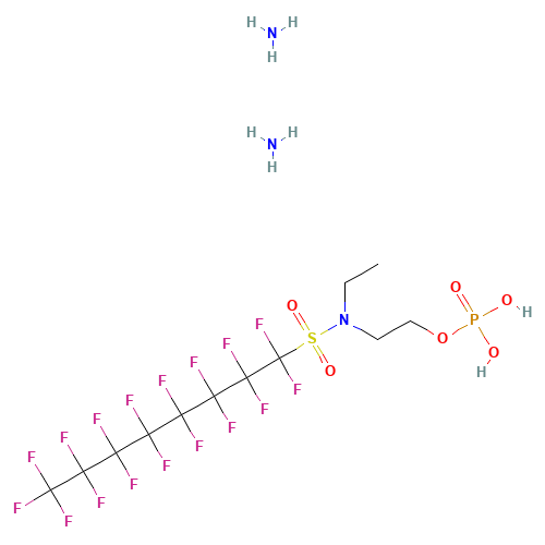 Diammonium N-ethylheptadecafluoro-N-[2-(phosphonatooxy)ethyl]octanesulfonamidate (CAS: 67969-69-1) - Chemical Structure and Molecular Formula 