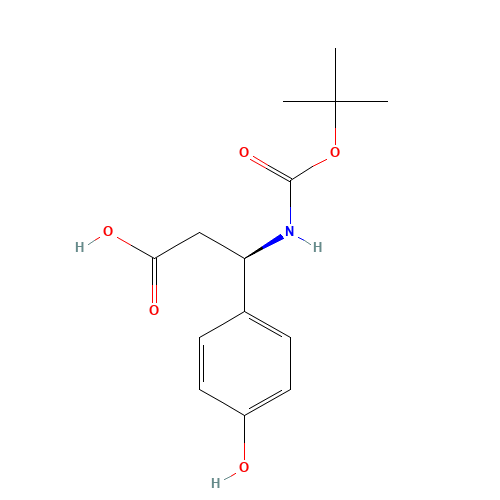 BOC-(R)-3-AMINO-3-(4-HYDROXY-PHENYL)-PROPIONIC ACID (CAS: 329013-12-9) - Chemical Structure and Molecular Formula 