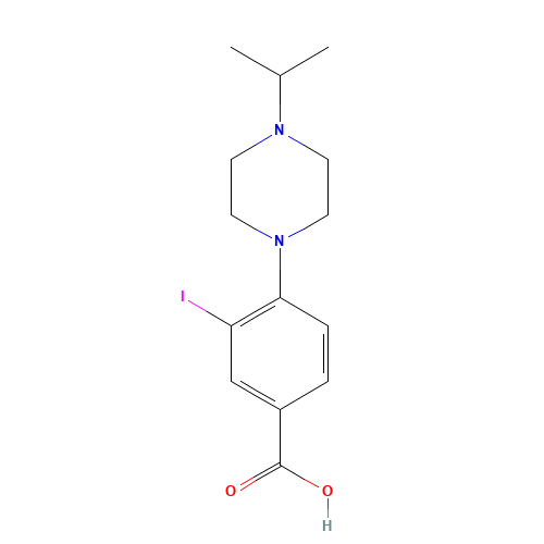 3-iodo-4-(4-isopropylpiperazin-1-yl)benzoic acid (CAS: 1131614-97-5) - Chemical Structure and Molecular Formula 