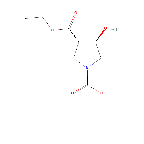 (3S,4R)-1-tert-butyl 3-ethyl 4-hydroxypyrrolidine-1,3-dicarboxylate (CAS: 849935-85-9) - Chemical Structure and Molecular Formula 