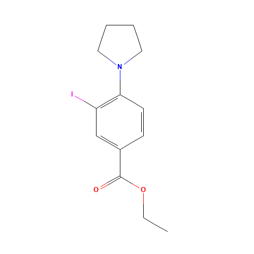 ethyl 3-iodo-4-(pyrrolidin-1-yl)benzoate (CAS: 1131614-57-7) - Chemical Structure and Molecular Formula 