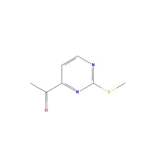 Ethanone,1-[2-(methylthio)-4-pyrimidinyl]-(9CI) (CAS: 496863-48-0) - Chemical Structure and Molecular Formula 