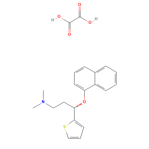 S-(+)-N,N-Dimethyl-3-(1-naphthoxy)-3-(2-thienyl)-1-propylamine oxalate (CAS: 132335-47-8) - Chemical Structure and Molecular Formula 