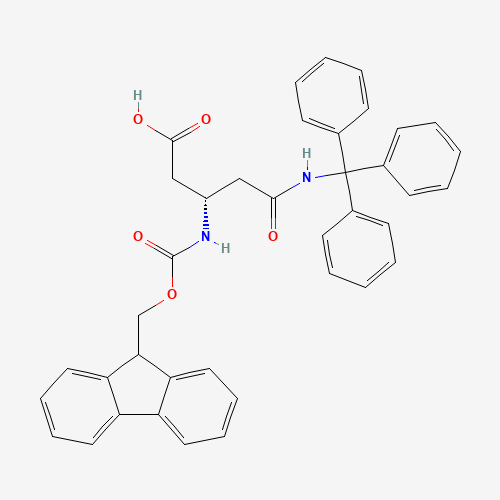 (3S)-3-(9H-Fluoren-9-ylmethoxycarbonylamino)-5-oxo-5-[tri(phenyl)methylamino]pentanoic acid (CAS: 283160-20-3) - Chemical Structure and Molecular Formula 