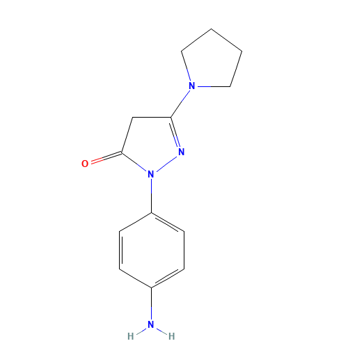1-(4-Aminophenyl)-3-(1-pyrrolidino)-5-pyrazolone (CAS: 30707-77-8) - Chemical Structure and Molecular Formula 