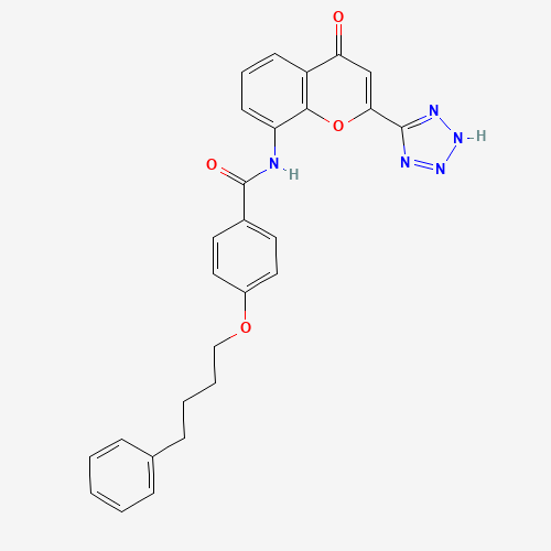 4-Oxo-8-(4-(4-phenylbutoxy)benzoylamino)-2-(tetrazol-5-yl)-4H-1-benzopyran (CAS: 103177-37-3) - Chemical Structure and Molecular Formula 