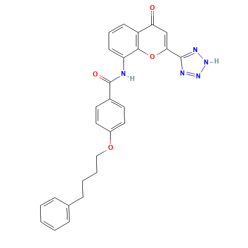 4-Oxo-8-(4-(4-phenylbutoxy)benzoylamino)-2-(tetrazol-5-yl)-4H-1-benzopyran (CAS: 103177-37-3) - Related Chemical Product