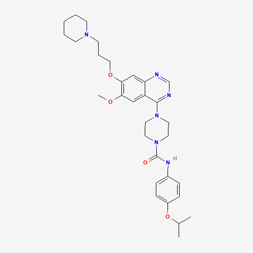 4-[6-Methoxy-7-(3-piperidin-1-ylpropoxy)quinazolin-4-yl]-N-(4-propan-2-yloxyphenyl)piperazine-1-carboxamide (CAS: 387867-13-2) - Chemical Structure and Molecular Formula 
