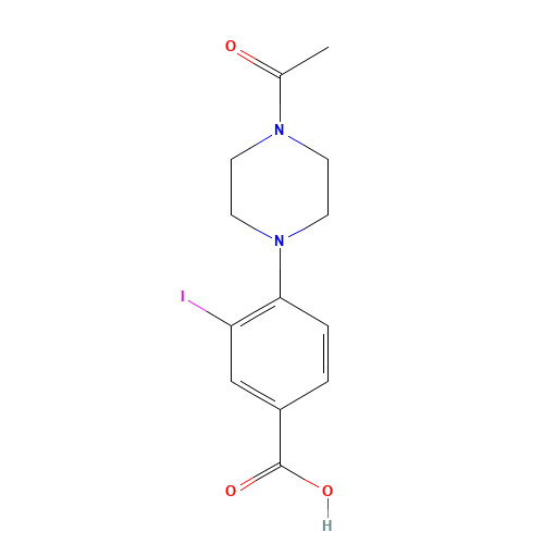 4-(4-acetylpiperazin-1-yl)-3-iodobenzoic acid (CAS: 1131614-95-3) - Chemical Structure and Molecular Formula 