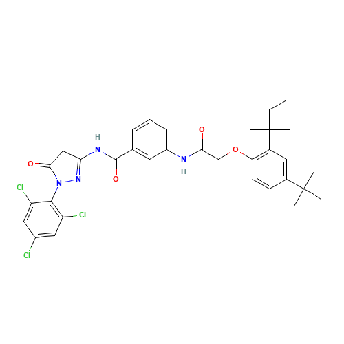 3-(2-(2,4-Di-tert-pentylphenoxy)acetamido)-N-(5-oxo-1-(2,4,6-trichlorophenyl)-2-pyrazolin-3-yl)benzamide (CAS: 31188-91-7) - Related Chemical Product