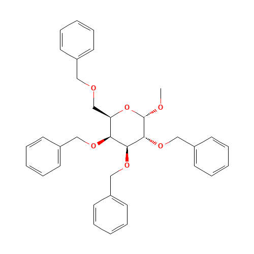 Methyl 2,3,4,6-Tetra-O-benzyl-a-D-galactopyranoside (CAS: 53008-63-2) - Chemical Structure and Molecular Formula 