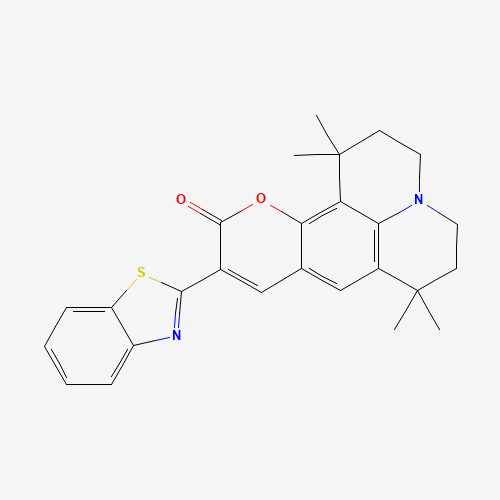 10-(2-Benzothiazolyl)-2,3,6,7-tetrahydro-1,1,7,7-tetramethyl-1H,5H,11H-(1)benzopyropyrano(6,7-8-I,j)quinolizin-11-one (CAS: 155306-71-1) - Chemical Structure and Molecular Formula 