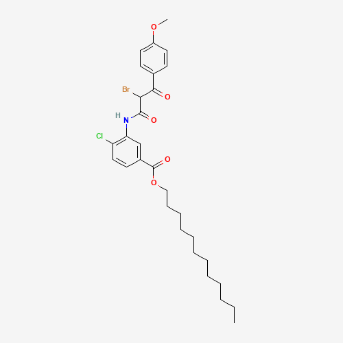 dodecyl 3-(2-bromo-3-(4-methoxyphenyl)-3-oxopropanamido)-4-chlorobenzoate (CAS: 70950-46-8) - Chemical Structure and Molecular Formula 