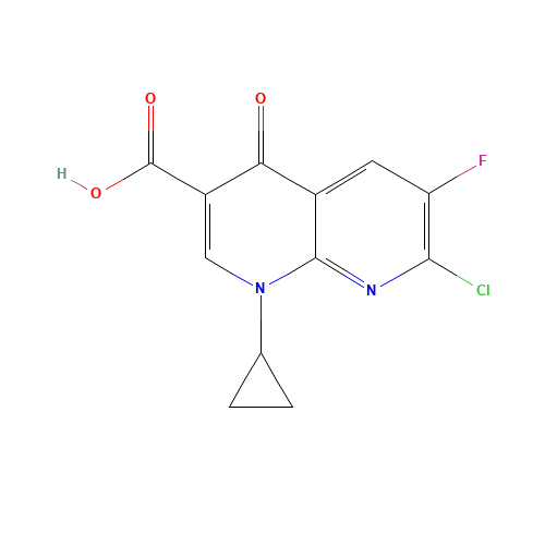 7-Chloro-1-cyclopropyl-6-fluoro-4-oxo-1,4-dihydro-1,8-naphthyridine-3-carboxylic acid (CAS: 100361-18-0) - Related Chemical Product