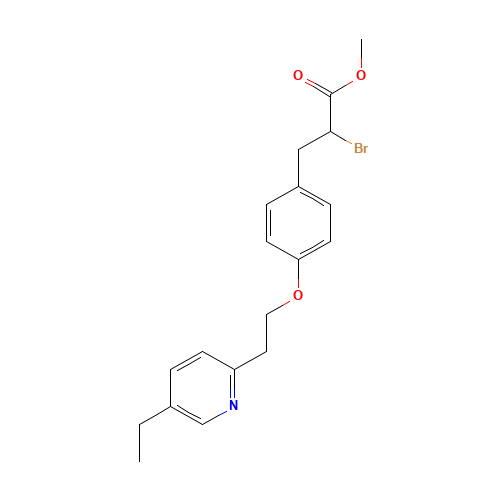 2-Bromo-3-[4-(2-(5-ethyl-2-pyridyl)ethoxy)phenyl]propionic acid methyl ester (CAS: 105355-25-7) - Chemical Structure and Molecular Formula 
