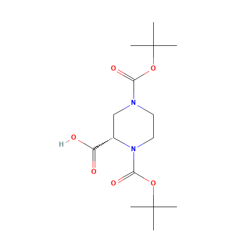 (S)-1,4-N-Diboc-2-piperazine-2-carboxylic acid (CAS: 788799-69-9) - Chemical Structure and Molecular Formula 