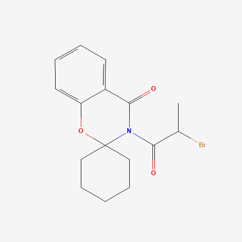 3-(2-Bromo-1-oxopropyl)-spiro[2H-1,3-benzoxazine-2,1'-cyclohexan]-4(3H)-one (CAS: 158299-05-9) - Chemical Structure and Molecular Formula 