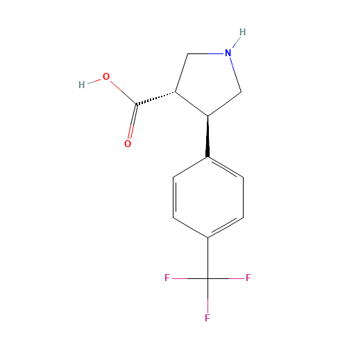 (3S,4R)-4-(4-(TRIFLUOROMETHYL)PHENYL)PYRROLIDINE-3-CARBOXYLIC ACID (CAS: 1049978-66-6) - Chemical Structure and Molecular Formula 