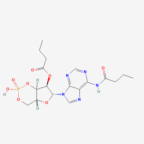 N-(9-beta-D-Ribofuranosyl-9H-furin-6-yl)-butyramide cyclic 3',5'-(hydrogen phosphate) 2'-butyrate (CAS: 362-74-3) - Chemical Structure and Molecular Formula 