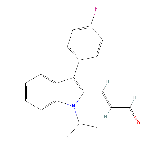 (E)-3-[3'-(4'-Fluorophenyl)-1'-(1'-methylethyl)-1H-indol-2'-yl]-2-propnal (CAS: 93957-50-7) - Related Chemical Product