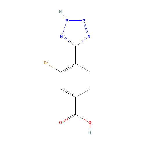 3-bromo-4-(1H-tetrazol-5-yl)benzoic acid (CAS: 1131615-11-6) - Chemical Structure and Molecular Formula 