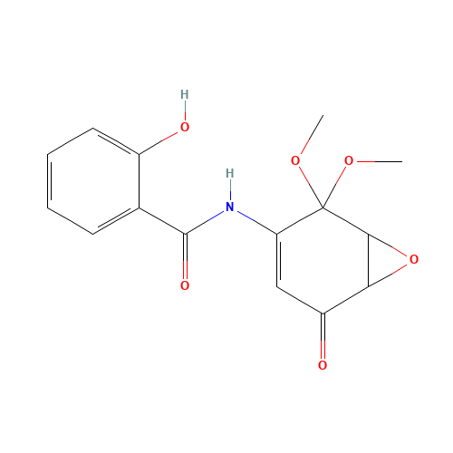 N-(2,2-dimethoxy-5-oxo-7-oxabicyclo[4.1.0]hept-3-en-3-yl)-2-hydroxybenzamide (CAS: 287194-32-5) - Related Chemical Product