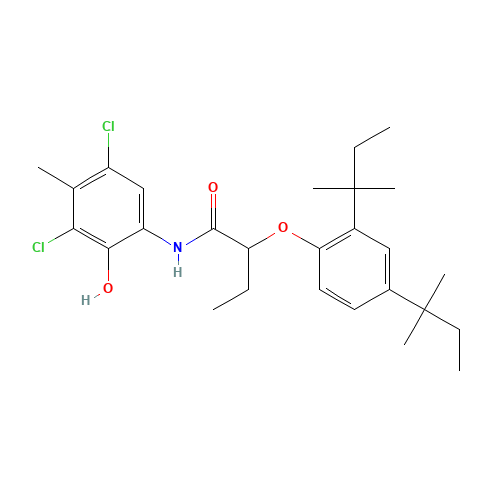 2-[2,4-Bis(tert-pentyl)phenoxy]-N-(3,5-dichloro-2-hydroxy-p-tolyl)butyramide (CAS: 31037-84-0) - Chemical Structure and Molecular Formula 