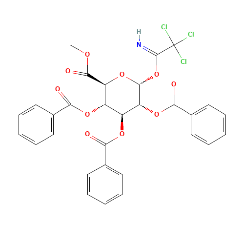 2,3,4-Tri-O-benzoyl-alpha-D-glucopyranuronic acid methyl ester trichloroacetimidate (CAS: 169557-99-7) - Chemical Structure and Molecular Formula 