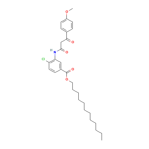 2'-Chloro-5'-(dodecyloxycarbonyl)-2-(4-methoxybenzoyl)acetanilide (CAS: 33942-96-0) - Chemical Structure and Molecular Formula 