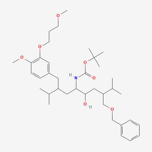 Carbamic acid,N-[(1S,2S,4S)-2-hydroxy-1-[(2S)-2-[[4-methoxy-3-(3-methoxypropoxy)phenyl]methyl]-3-methylbutyl]-5-methyl-4-[(phenylmethoxy)methyl]hexyl]-,1,1-dimethylethyl ester (CAS: 172900-92-4) - Related Chemical Product