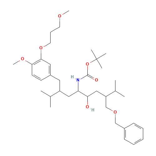Carbamic acid,N-[(1S,2S,4S)-2-hydroxy-1-[(2S)-2-[[4-methoxy-3-(3-methoxypropoxy)phenyl]methyl]-3-methylbutyl]-5-methyl-4-[(phenylmethoxy)methyl]hexyl]-,1,1-dimethylethyl ester (CAS: 172900-92-4) - Related Chemical Product