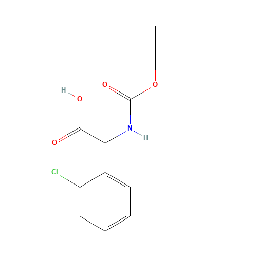 TERT-BUTOXYCARBONYLAMINO-(2-CHLORO-PHENYL)-ACETIC ACID (CAS: 313490-25-4) - Chemical Structure and Molecular Formula 