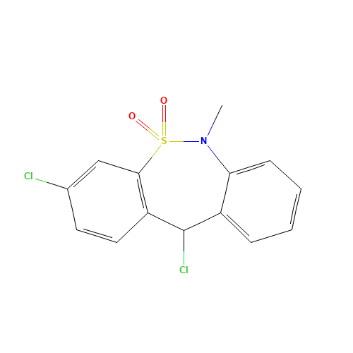 3,11-Dichloro-6,11-dihydro-6-methyldibenzo[c,f][1,2]thiazepine 5,5-dioxide (CAS: 26638-66-4) - Chemical Structure and Molecular Formula 